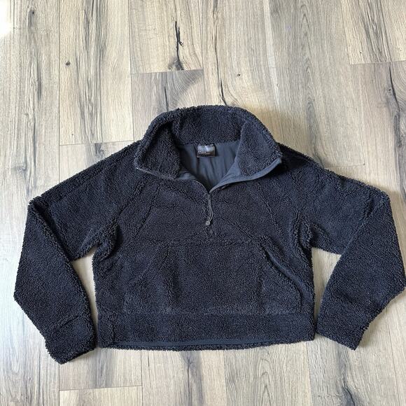 Lululemon Scuba Oversized Cropped Fleece Funnel Neck Size XS/S Black Fuzzy - Picture 1 of 5